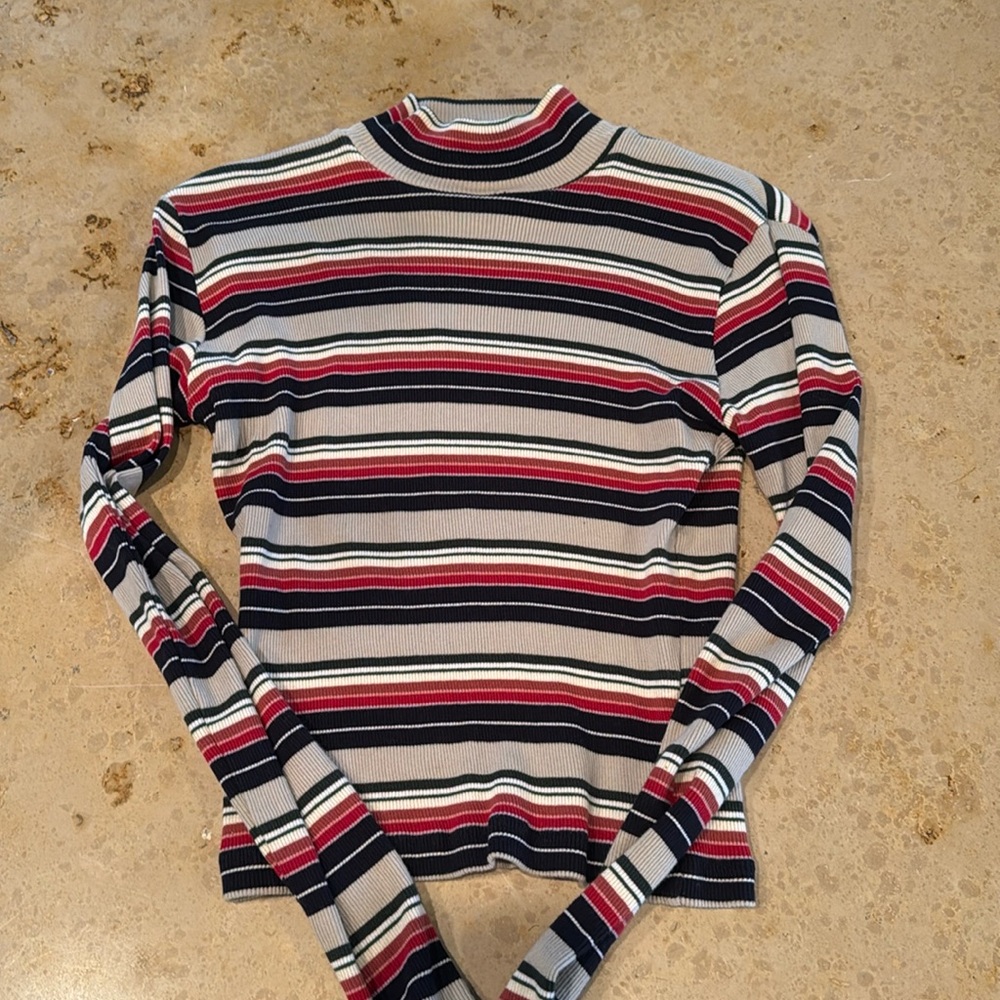 Brandy Melville stripe mock turtleneck crop sweater